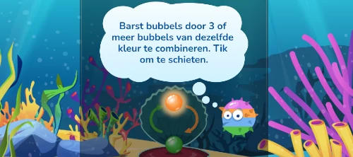 Strategie 1. 3 bubbels van dezelfde kleur laten aansluiten